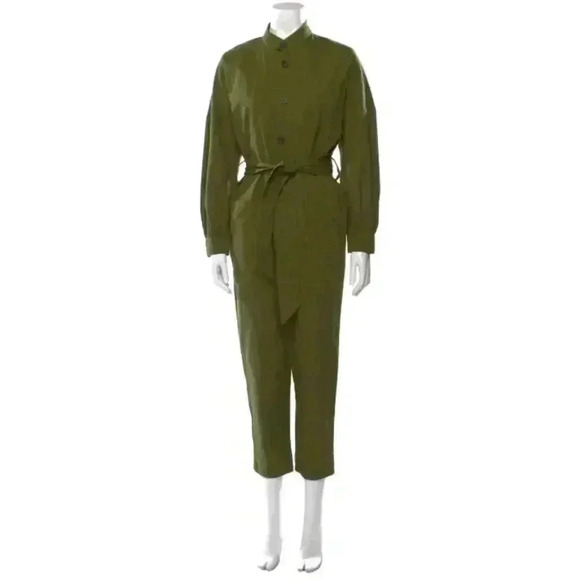 Apiece Apart Green Kiva Levante Jumpsuit Pant Flight Suit Belted Women’s 4 Vogue - Picture 10 of 14